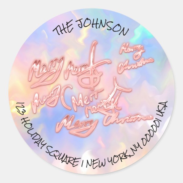 Adesivo Feliz Natal Holográfico Rosa RSVP Gilry (Frente)