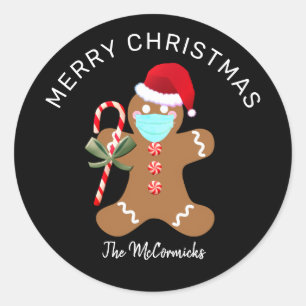 Adesivo Feliz Natal Homem de Biscoito Santa Personalizado