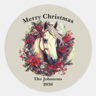 Adesivo Feliz Natal Horse Wreath