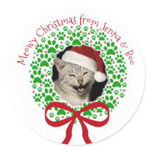 Feliz Natal Impressão de Pata de Gato na Coroa de 