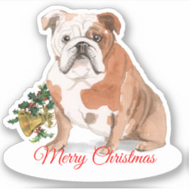Adesivo Feliz Natal Inglês Bulldog Personalizado Vinil