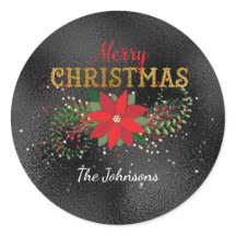 Feliz Natal Inglês Dourado Vidro Negro