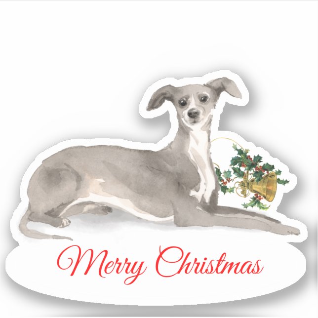 Adesivo Feliz Natal italiano Greyhound Custom-Cut Vinyl (Frente)