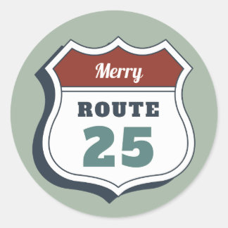 Adesivo feliz natal julho rota 25 sinal de viagem vintage