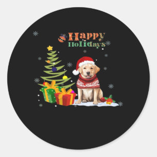 Adesivo Feliz Natal Labrador Cachorro de Retriever Tre