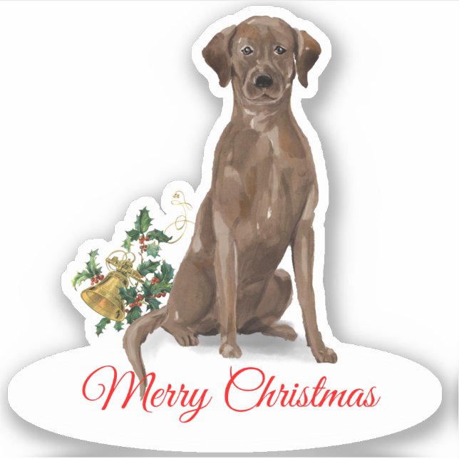 Adesivo Feliz Natal Labrador Retriever CustomCut Vinyl (Frente)