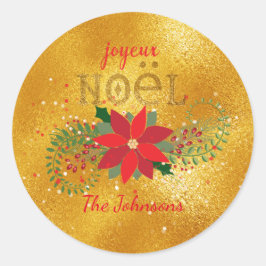 Adesivo Feliz Natal Laranja Francês Glitter