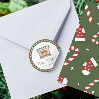 Adesivo Feliz Natal - Lareira de Natal Aquarela