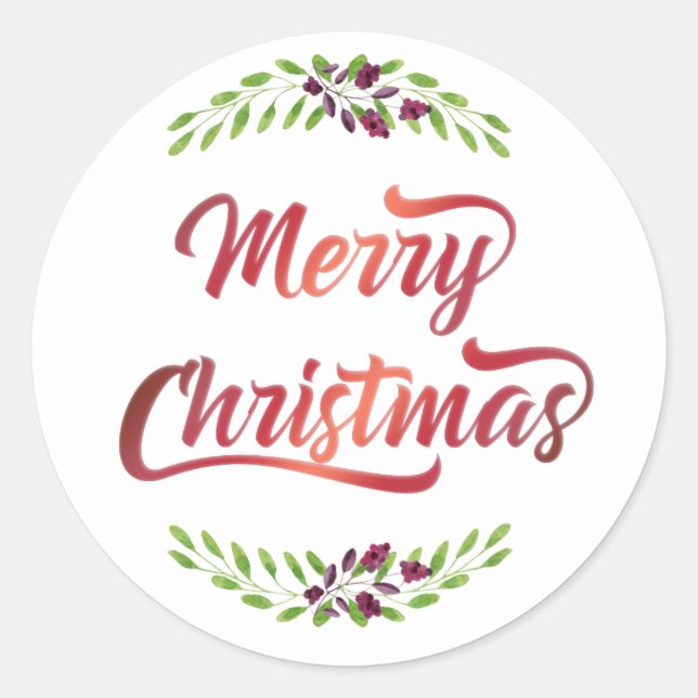 Adesivo Feliz Natal Laurels Red ID293 (Frente)