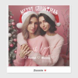 Adesivo Feliz Natal Lésbica Retro Rosa | Foto personalizad