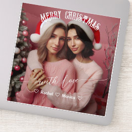 Adesivo Feliz Natal Lésbica Retro Rosa | Foto personalizad