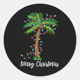 Adesivo Feliz Natal Lights Palm Tree Beach Xmas Pajama