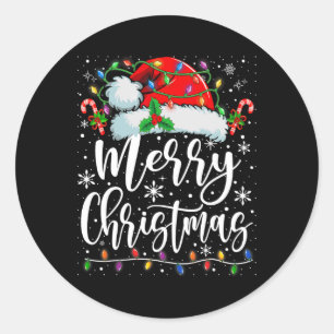 Adesivo Feliz Natal Luz Vermelha Santa Hat Família Xmas M