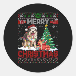 Adesivo Feliz Natal - Malamute Dog Lover Ugly Xm