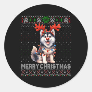 Adesivo Feliz Natal - Malamute Dog Lover Ugly Xm
