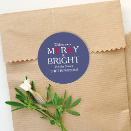 Adesivo Feliz Natal Marinho Vermelho Azul Simples Minimali