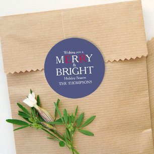 Adesivo Feliz Natal Marinho Vermelho Azul Simples Minimali