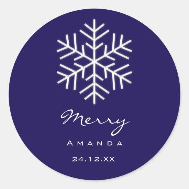Adesivo Feliz Natal Minimalismo Blue Snowflake (Frente)