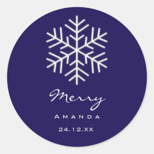 Adesivo Feliz Natal Minimalismo Blue Snowflake
