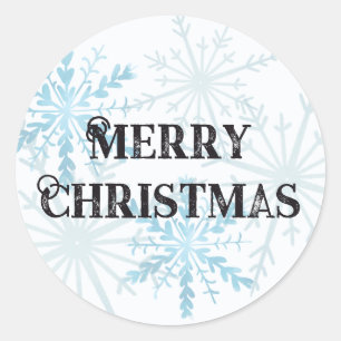 Adesivo Feliz Natal Minimalista Floco de Neve Azul Claro