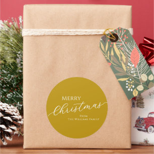Adesivo Feliz Natal Minimalista Moderno em Dourado