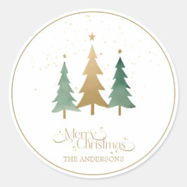 Adesivo Feliz Natal Minimalista Pinheiros Brancos