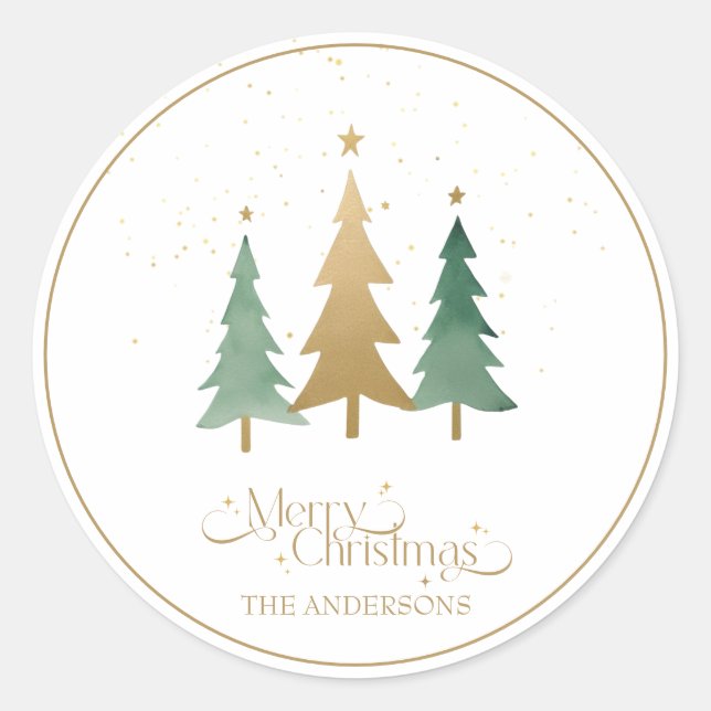 Adesivo Feliz Natal Minimalista Pinheiros Brancos (Frente)