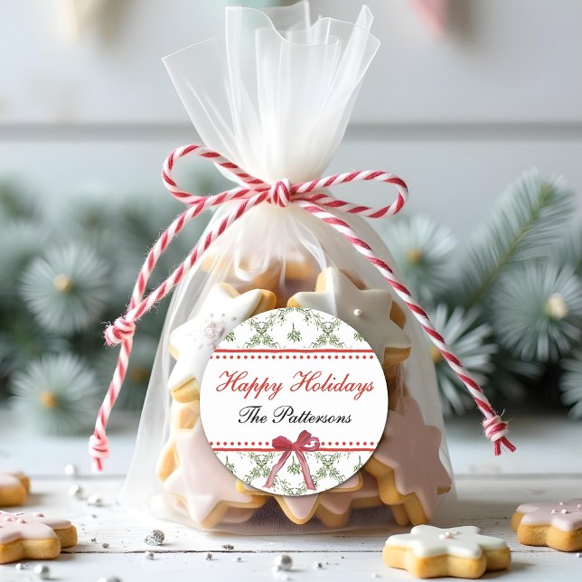 Adesivo Feliz Natal Mistletodo Arco Vermelho, Natal Person (Criador carregado)