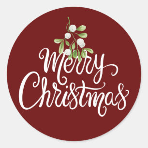 Adesivo Feliz Natal Mistletoe Burgundy - Script Elegante