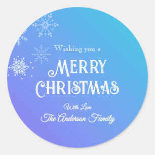 Adesivo Feliz Natal Moderno Floco de Neve Roxo Azul