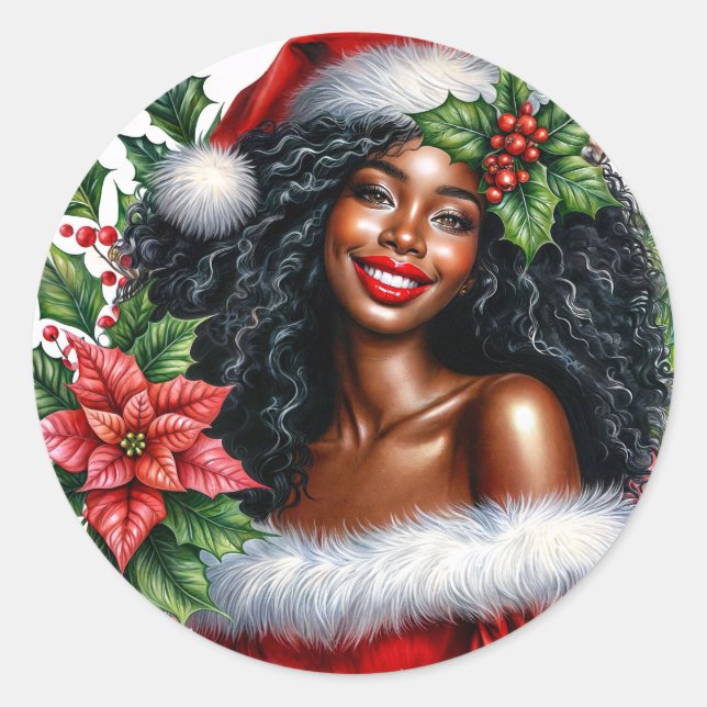 Adesivo Feliz Natal Mulher Negra (Frente)