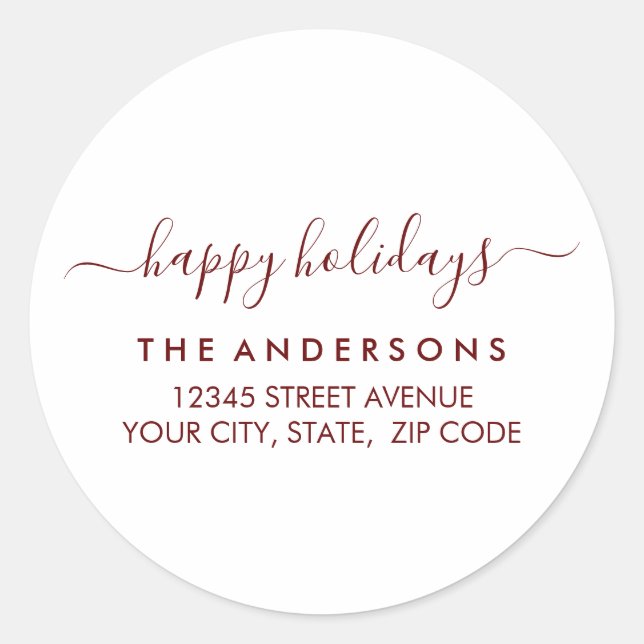 Adesivo Feliz Natal Natal Moderno Endereço de Retorno Verm (Frente)