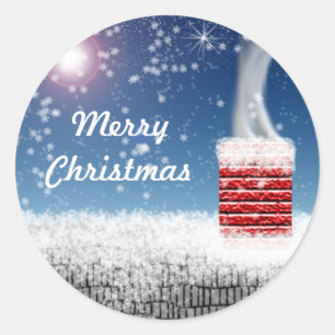 Adesivo Feliz Natal Neve Coberta de Chimney Stickers