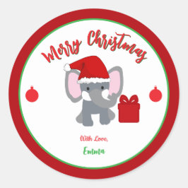 Adesivo Feliz Natal - Nome Personalizado de Elefante para 