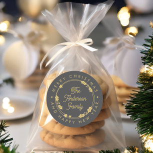 Adesivo Feliz Natal Nome Personalizado Script Coroa de Aze