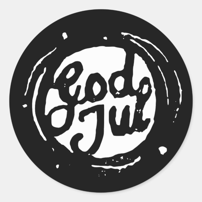 Adesivo "Feliz Natal" norueguês Lino Impressão Sticker (Frente)