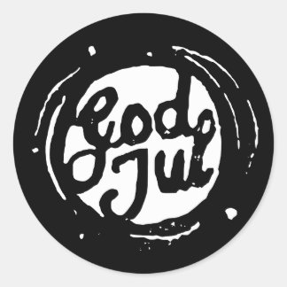 Adesivo "Feliz Natal" norueguês Lino Impressão Sticker