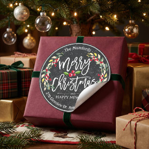 Adesivo Feliz Natal Novo Ano Vermelho Floral