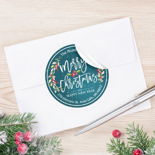 Adesivo Feliz Natal Novo Ano Vermelho Floral