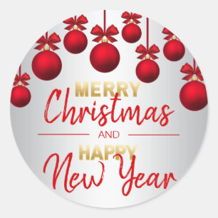 Adesivo Feliz Natal & o feliz ano novo de prata Dourados