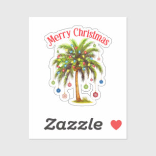 Adesivo Feliz Natal Palm Tree Light Havaiana Tropical