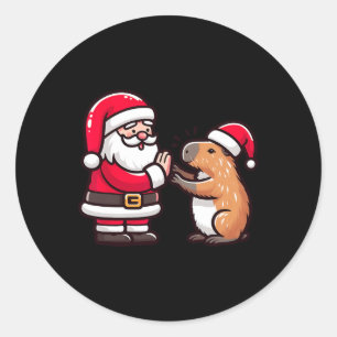 Adesivo Feliz Natal Papai Noel Capybara High-fiving X