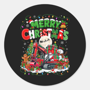 Adesivo Feliz Natal Papai Noel Dirigindo Escavadeira Árvor