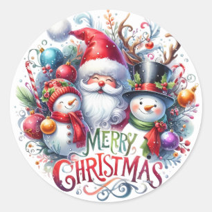 Adesivo Feliz Natal Papai Noel e Amigos