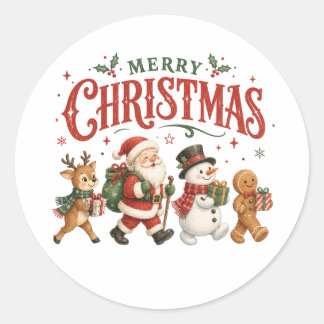 Adesivo Feliz Natal Papai Noel e Amigos