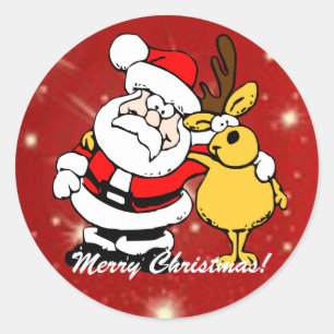 Adesivo Feliz Natal Papai Noel e Reindeer Sticker Ela