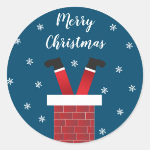 Adesivo Feliz Natal Papai Noel Preso Em Um Vermelho Chamin