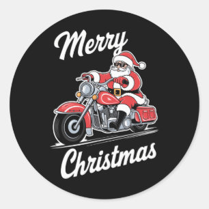 Adesivo Feliz Natal Papais noeis Andando Motocicleta Amar