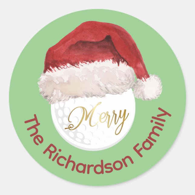 Adesivo Feliz Natal Papais noeis de Bola de Golfe Nome do  (Frente)