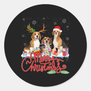Adesivo Feliz Natal Papais noeis De Cachorro Reindeer Ligh